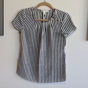 Banana Republic Silk blue and white striped tee